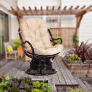 Кресло вращающееся «FLORES» 5005 /с подушкой/ Antique brown (античный черно-коричневый), ткань: хлопок, цвет: натуральный