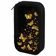 Пенал ЮНЛАНДИЯ, 2 отделения, ламинированный картон, конгрев, 19х11 см, «Golden», 273495