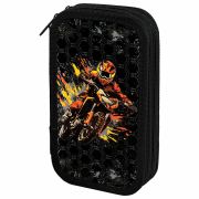 Пенал ЮНЛАНДИЯ, 2 отделения, ламинированный картон, конгрев, 19х11 см, «Fire moto», 273496