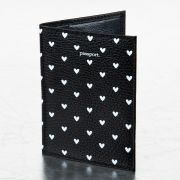 Обложка для паспорта натуральная кожа флоттер, принт «Сердечки», цвет черный, BRAUBERG, 238867