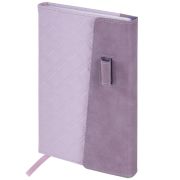 Ежедневник недатированный А5 145х215 мм, BRAUBERG «Stitch», под кожу, магнит, 160 л., сиреневый, 116589