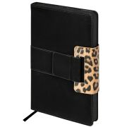Ежедневник недатированный А5 138х213 мм, BRAUBERG «Safari», под кожу, магнит, 160 л., Leopard, черный, 116592