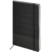 Блокнот А5 138x213 мм, BRAUBERG «Tissage», под кожу, 80 л., резинка, клетка, черный, 116601