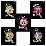 Тетрадь А5, 48 л., HATBER скоба, клетка, глянцевая ламинация, «Bubble tea» (микс в спайке), 089457, 48Т5лВ1