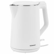 Чайник электрический с двойными стенками SONNEN KT-4103, 1,5 л, 2200 Вт, белый, 456376