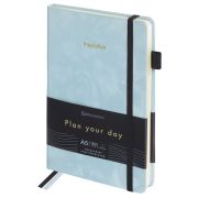 Ежедневник недатированный А5 138x213 мм, BRAUBERG «Velvet», резинка, держатель, 160 л., серо-голубой, 116245