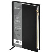 Ежедневник недатированный А5 145х220 мм, BRAUBERG «Zipline» под кожу, карман-молния,160 л., черный, 116247