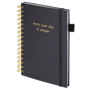 Бизнес-тетрадь на гребне А5 148х216 мм, BRAUBERG «Calipso» под кожу, резинка, клетка, 80 л., черная, 116252