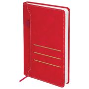 Ежедневник недатированный А5 138х213 мм, BRAUBERG «Slot», под кожу, держатель для ручки, 160 листов, красный, 116606