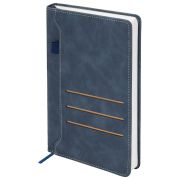 Ежедневник недатированный А5 138х213 мм, BRAUBERG «Slot», под кожу, держатель для ручки, 160 листов, синий, 116607
