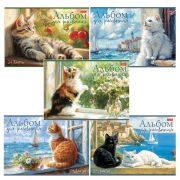 Альбом для рисования А4 24 л., скоба, обложка картон, HATBER, 205х290 мм, «ЗаМУРчательные истории» (5 вид), 091481, 24А4В