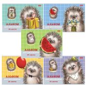 Альбом для рисования А4 24 л., скоба, обложка картон, тиснение, HATBER, 205х290 мм, «Хорошо быть ёжиком», 079721, 24А4тВ