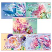 Альбом для рисования А4 40 л., скоба, обложка картон, HATBER, 205х290 мм, «Грация цветов», 085137, 40А4В