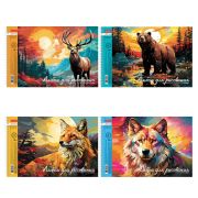 Альбом для рисования А4 40 л., спираль, обложка картон+тиснение, HTB, 198х300 мм, «Дикий мир России» (4 вида), 085173, 40А4тВсп