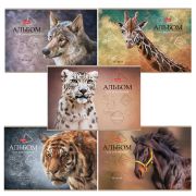 Альбом для рисования А4 48 л., скоба, матовая ламинация, тиснение, HATBER, 205х290 мм, «Дикий мир», 079735, 48А4лтВ