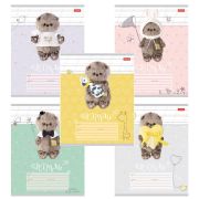 Тетрадь 12 л., HATBER косая линия, обложка картон, «Кот Басик» (микс в спайке), 051747, 12Т5В6