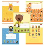 Тетрадь 12 л., HATBER косая линия, обложка картон, «ЛЕСЯТА» (микс в спайке), 080090, 12Т5В6