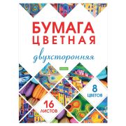 Цветная бумага А4 2-сторонняя газетная, 16 листов, 8 цветов, на скобе, HATBER ECO, 200х270 мм, «Мозаика», 077074, 16Бц4_28171