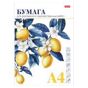 Папка для рисования А4, 20 л., 220 г/м2, HATBER, 210х297 мм, «Ветка лимона», 090296, 20Бр4тA_33457