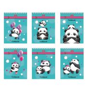 Блокнот МАЛЫЙ ФОРМАТ А6, 60 л., гребень, картон, клетка, HATBER, «Плюшевые панды», 088304, 60Б6В1гр