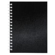 Блокнот МАЛЫЙ ФОРМАТ А6, 80 л., гребень, бумвинил «METALLIC», клетка, HATBER, черный, 086310, 80ЗК6бвВ1гр