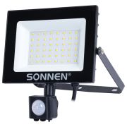 Прожектор светодиодный с датчиком движения 50 Вт, 6500 К, 4000 Лм, 50 м2, IP65, 187х176х51 мм, черный, SONNEN, 238418