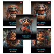 Тетрадь А5 48 л., HATBER скоба, клетка, глянцевая ламинация, «Шаманы» (микс в спайке), 088374, 48Т5лВ1