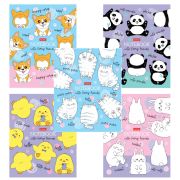 Тетрадь А5 48 л., HATBER скоба, клетка, матовая ламинация, «Пушистые хвостики» (микс в спайке), 079183, 48Т5лВ1