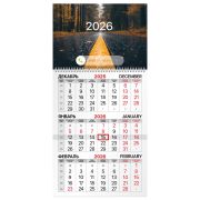 Календарь квартальный на 2026 г., 1 блок, 1 гребень, бегунок, офсет, BRAUBERG, «Осенний лес», 116745