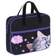 Папка на молнии с ручками BRAUBERG А4, 1 отделение, карман на молнии, 80 мм, «Sleeping kitten», 273309