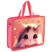 Папка на молнии с ручками ЮНЛАНДИЯ А4, 1 отделение, пластик, 80 мм, «Dreamy kitty», 273361