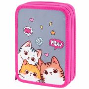 Пенал BRAUBERG, 2 отделения, полиэстер, 21х14 см, «Hi there», 273536