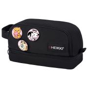 Пенал-органайзер HEIKKI (ХЕЙКИ) с ручкой, значки, 2 отделения, откидная планка, 22x13х10 см, черный, 273599