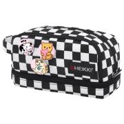 Пенал-органайзер HEIKKI (ХЕЙКИ) с ручкой, значки, 2 отделения, откидная планка, 22x13х10 см, «Black&White», 273601