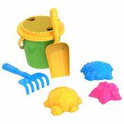 Набор для игр в песке: ведерко с ситом, совочек, грабельки, 3 формочки «Морские», НОРДПЛАСТ, 95