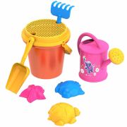 Набор для игр в песке: ведерко с ситом, лейка, совок, грабельки, 3 формочки «Морские», НОРДПЛАСТ, 431780