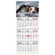 Календарь квартальный на 2026 г., 3 блока, 3 гребня, бегунок, офсет, BRAUBERG, «Домашние любимцы», 116763