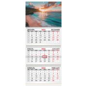 Календарь квартальный на 2026 г., 3 блока, 3 гребня, бегунок, офсет, BRAUBERG, «Закат», 116772