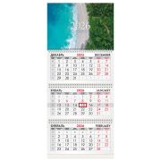 Календарь квартальный на 2026 г., 3 блока, 3 гребня, бегунок, офсет, BRAUBERG, «Побережье», 116776