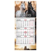 Календарь квартальный 2026 г., 1 блок, 1 гребень, бегунок, МИНИ, офсет, BRAUBERG, «Символ года», 116841