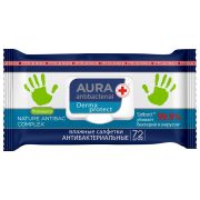 Салфетки влажные 72 шт., AURA антибактериальные, с пластиковым клапаном, 10037