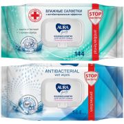Салфетки влажные 144 шт., AURA Family, антибактериальные, для всей семьи, крышка клапан, 10393