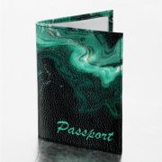 Обложка для паспорта натуральная кожа флоттер, принт «Дым», цвет черный, BRAUBERG, 238869