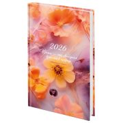 Ежедневник датированный 2026 145х215 мм, А5, STAFF, ламинированная обложка, «Ice flowers», 117319
