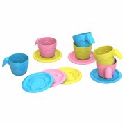 Набор игрушечной посуды 12 предметов: 6 чашек, 6 блюдец, пластиковый, цвета ассорти, НОРДПЛАСТ, ШКД04