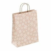 Крафт пакет бумажный «Снежинка» 22х12х25 см, с кручеными ручками, плотность 80 г/м2, 115465