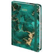 Ежедневник датированный 2026 с резинкой 145х203 мм, А5, BRAUBERG, твердый, фольга, «Мрамор», 117340