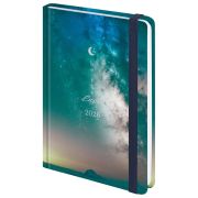 Ежедневник датированный 2026 с резинкой 145х203 мм, А5, BRAUBERG твердый, фольга, «Млечный путь», 117345