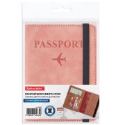 Обложка для паспорта и документов с защитой от считывания, 9 карманов, резинка, экокожа, розовая, BRAUBERG, 238750