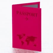 Обложка для паспорта «Passport map», экокожа soft-touch, малиновая, STAFF, 238761